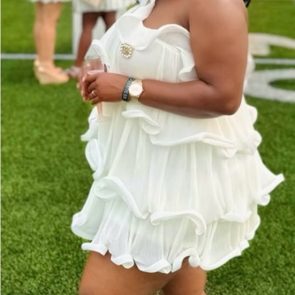 Elegant White Ruffled Dress
